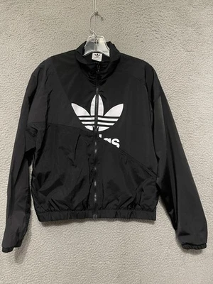 Chaqueta deportiva recortada negra Adidas para mujer Adicolor Split Trefoil talla mediana Foto 1 de 4