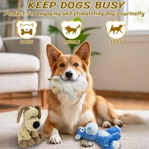 Confezione da 3 giocattoli per cani di peluche cigolanti - giocattoli da gioco da interno esterno per grandi a piccoli - Foto 1 di 6
