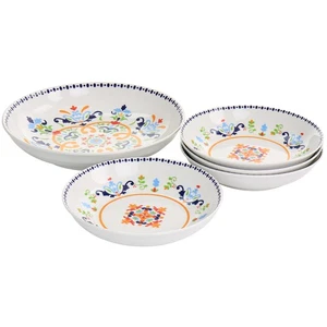 Gibson Home 130996.05 Tijuana 5 Piece Fine Cermic Pasta Bowl Set In White And - Picture 1 of 1