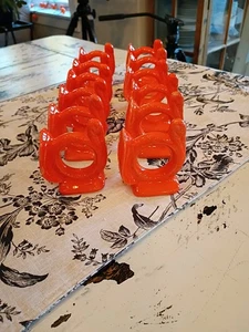 Vintage MCM Tavolo Ringraziamento Tacchino Ceramica Arancione Tovagliolo Anelli Cottagecore 12 - Foto 1 di 11