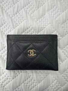 CHANEL Black Quilted Caviar Card Holder Wallet - Picture 1 of 11