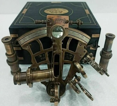 J.SCOTT Antique Sextant Nautical Brass Astrolabe Working Marine Vintage Box - Image 1 of 4