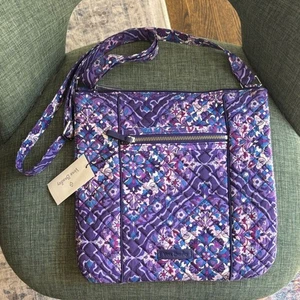 Vera Bradley Iconic Hipster Purple Blue Floral Crossbody Bag purse NWT Classic! - Picture 1 of 11