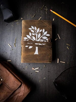 Vintage Leather bound Journal Diary Notebook Handmade Deckle Edge Paper -8X6x2 - Image 1 of 3