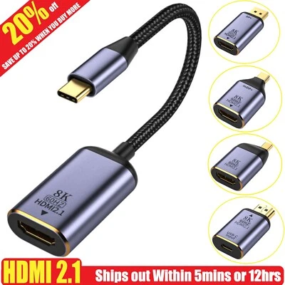 8K@60Hz HDMI 2.1 Adapter USB Type C DP Mini DP Converter Connector - Image 1 of 4
