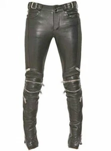 Men's Leather Pant Genuine Sheepskin Leather Black Stylish Motorcycle Pant - Picture 1 of 4