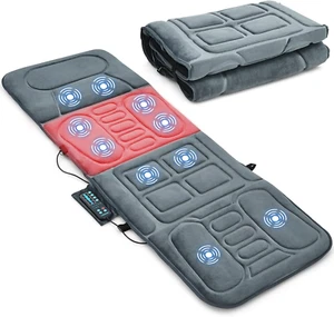 Full Body Electric Massage Mat 10 Vibrating Motors Heating Vibration Massage Pad - Picture 1 of 11