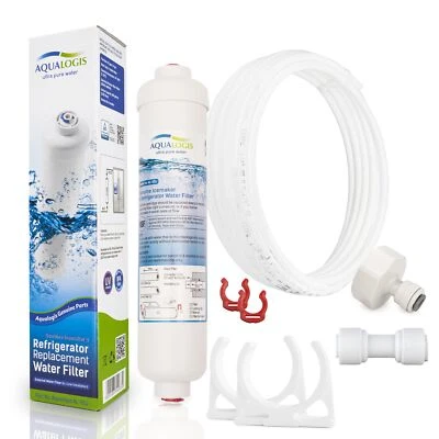 AQUALOGIS Kit raccordi idraulici e filtro acqua esterno per frigorifero stile americano 3/4