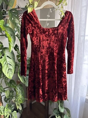 Vintage Contempo Casuals Red Velvet Dress - Image 1 of 4