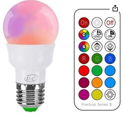 2 3.5W E27 230V Color Changing Bulbs with 1 Remote Control - Image 1 of 4