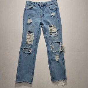 S.O.N.G. Straight Fit High Rise 5/27 Bleached Distressed 5 Pocket Woman’s Jeans - Picture 1 of 11