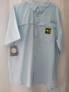 Realtree Fishing Button Shirt Men Large Blue Vent UPF 40 Guide Shirt Fish New - Picture 1 of 4