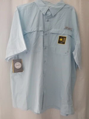 Realtree Fishing Button Shirt Men Large Blue Vent UPF 40 Guide Shirt Fish New - Image 1 of 4