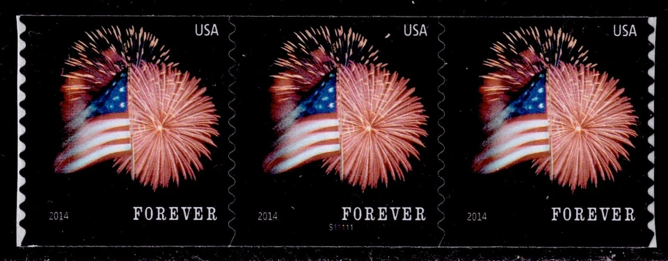 U.S. #4868 Ft McHenry Flag and Fireworks, Forever (2014) PNC3 P#S11111 MNH - Image 1 of 1