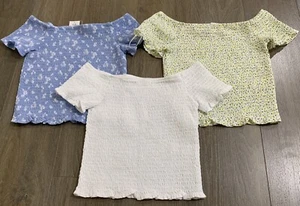 3x Ladies Size XS Blue, White & Yellow DOTTI Shirred Summer Tops NEW* RRP $74.85 - Picture 1 of 4