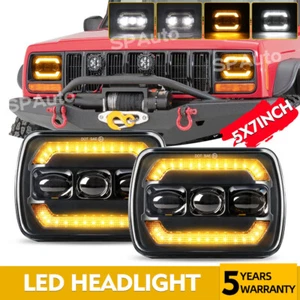 Paire de phares LED 5 x 7 x 6 pouces faisceau haut/bas avec DRL pour 240SX 200SX - Imagen 1 de 9