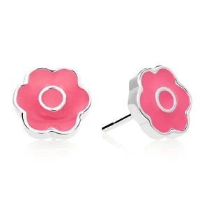 925 Sterling Silber Baby Blume Emaille Ohrstecker Push-Back Sleeper Ohrstecker - Bild 1 von 4