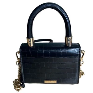 Aldo Bordo Top Miniature Satchel Crossbody Bag Black Faux Croc Edgy  - Picture 1 of 15