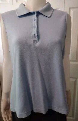 Camiseta sin mangas Classic Elements para mujer con cuello de botones azul talla XL  Foto 1 de 4