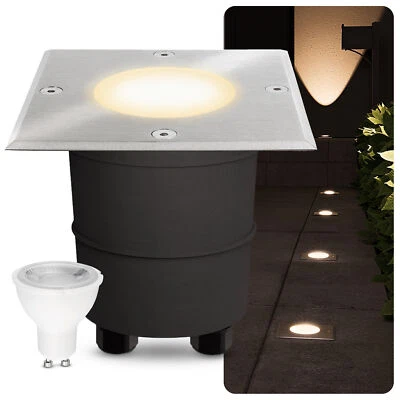MADON LED Bodeneinbaustrahler GU10 IP67 Bodenstrahler außen 230V 6W warmweiß - Bild 1 von 4