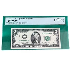 2003A $2 NEW YORK FRN, PMG GEM NEW UNCIRCULATED 65 PPQ BANKNOTE FR 1938-B - Picture 1 of 3