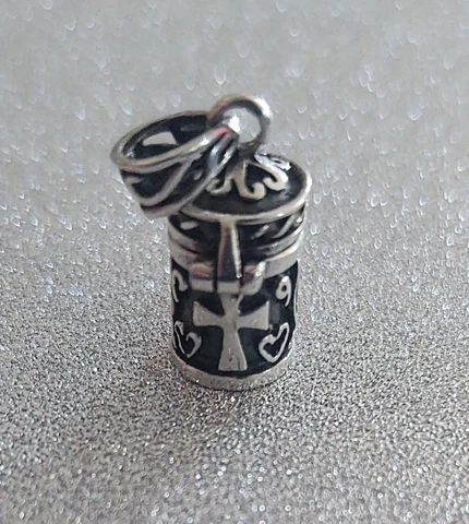 Sterling Silver Round Prayer Box Pendant Cover