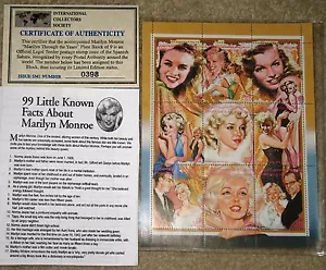 MARILYN MONROE 1996 Spanish Sahara OCC Souvenir Sheet 9 Stamps MNH Plate Block - Picture 1 of 4