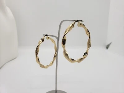 ORECCHINI A CERCHIO GRANDI DIMENSIONI TORCION IN ORO GIALLO 18KT 3,5 GR. (5970) - Immagine 1 di 4