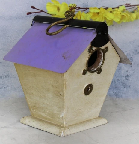 Antique Vintage Handcrafted Iron And Wood Bird House, Home And Garden Decor Cover