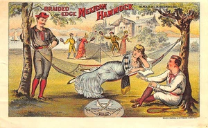 New York Ny Braided Edge Mexican Hammock Mehrfarbig Handel Karte - Picture 1 of 2