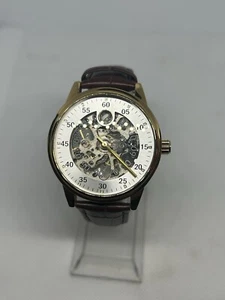 Akribos XXIV Men's Automatic Skeletal Dial Arabic Numeral Markers Leather - Picture 1 of 12