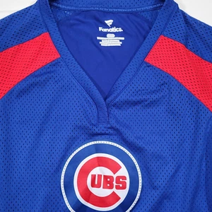 Chicago Cubs Women's Medium Fanatics V-neck Blue Mesh Short Sleeve Shirt - Imagen 1 de 8