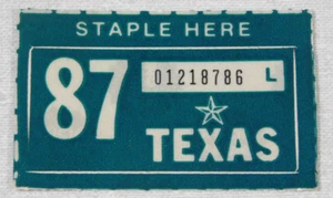 1987 Texas passenger car license plate sticker - Picture 1 of 1