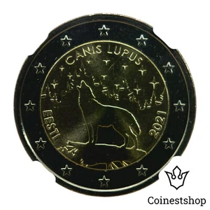 2021 Estonia €2 Euro Bi Metallic Coin NGC MS 65 National Animal The Wolf - Picture 1 of 4