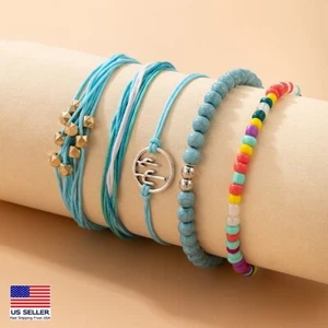 Fashion Women Jewelry Retro Bracelet Beaded Cactus Braided Rope Wrist Charm 1780 - Picture 1 of 3