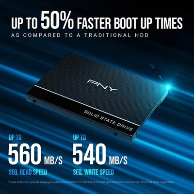 PNY CS900 1TB SSD SATA III, 2.5 Inch, Read speed up to 535MB/s, SSD7CS900-1TB-RB - Bild 1 von 4