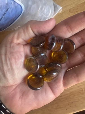 MR FIREGLASS GLASS FIREPLACE HIGH LUSTER CARMEL GLASS DECORATIVE ROCK BEADS 1/2" - Image 1 of 4