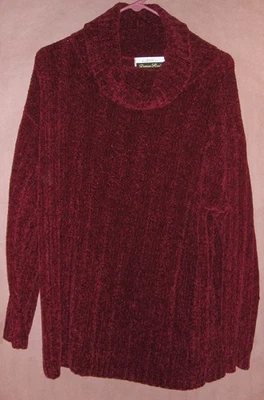 Med. Suéter de Colección DANA SCOTT Rojo Profundo Chenille Cuello Capucha Foto 1 de 4