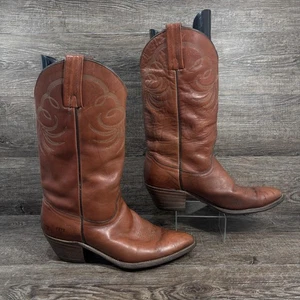 Stivali Frye uomo 11,5D pelle marrone western cowboy tacco ricamato pull on - Foto 1 di 8