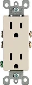 Leviton 05325-0TS 15A 125V Decora Duplex Light Almond Outlet 4.2 H x 1.31 W in. - Picture 1 of 1