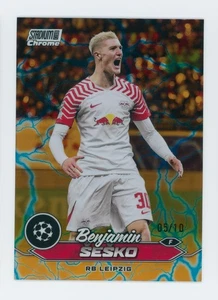 2023-24 Benjamin Sesko Topps Stadium Club Chrome Orange/Blue Refractor 5/10 - Picture 1 of 3