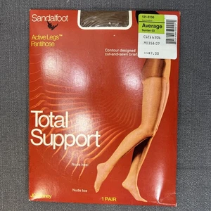 Vtg JCPenney Total Support Average Suntan Nude Toe/Heel Pantyhose New - Picture 1 of 5