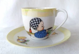 Union T Bohemia Taza Platillo Lindo Niño Perro Porcelana Pintura a Mano Checoslovaquia - Imagen 1 de 17