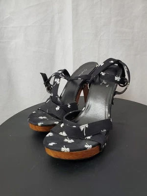 Qupid Black Floral Platform Stilletto Heels - Image 1 of 4