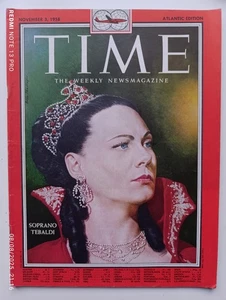 Time Magazine NOVEMBER 1958 " SOPRANO TEBALDI " - Picture 1 of 1