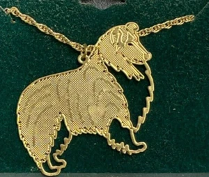 Collie Pendant Necklace -24K gold finished brass with 24-in. chain - Picture 1 of 1