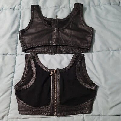 Sujetador/top Harley Davidson de cuero y spandex talla 38/10 usado en excelente estado Foto 1 de 4