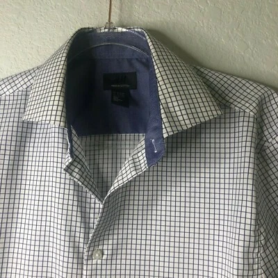 Camisa H&M Premium Algodón Botón Vestido Blanco/Gris Talla: M (15 3/4) EU 39/40 EUC Foto 1 de 4