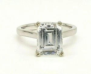 NEW 14KT White Gold 2.50ct Emerald Cut CZ Ring - Picture 1 of 10
