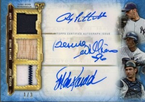 2020 Topps Triple Thread Triple Auto Triple Memorabilia #1/3. 3 Great Yankees!